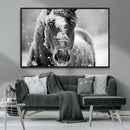 Black and White Horse Winter Wall Art | Ready to Hang and