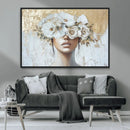 Golden Petal Wall Art - Canvas Print Flower Head Woman