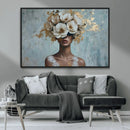 Golden Petal Wall Art - Petal Silhouette Woman Wall Art by MyGreatCanvas | Canvas Wall Art Prints | Photo Prints & Wall Decor