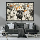 Farmhouse Wall Art | Western Longhorn Cattle Canvas Print | by MyGreatCanvas | Canvas Wall Art Prints | Photo Prints & Wall Decor