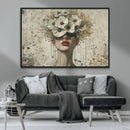 Abstract Floral Women Patel Wall Art Canvas Print