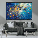Colorful Swirling Fish School Wall Art Canvas Print |