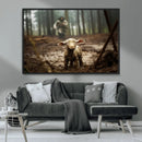 Jesus Running After a Lost Lamb Canvas Wall Art Print