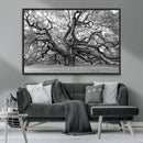 Black White Angel Oak Tree Wall Art - Timeless