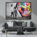 Banksy Print - Street Art Canvas Wall Art - Kids Revealing