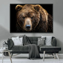 Grizzly Brown Bear Canvas Wall Art, Wildlife Animal Canvas