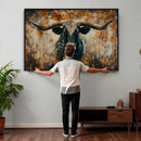Longhorn Wall Art – Rustic Western Bull Canvas Print, Modern