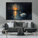 Abstract Swan on Water Wall Art Canvas Print - Elegant