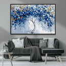 Blue and Gold Abstract Tree Wall Art Canvas Print | Modern