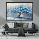 Abstract Blue Tree Art Canvas Print, Majestic Tree Wall Art