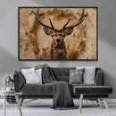 Wood Abstract Deer Wall Art | Rustic Wildlife Canvas Print |