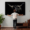 Texas Black Longhorn Bull Wall Art Canvas Print - Western by MyGreatCanvas | Canvas Wall Art Prints | Photo Prints & Wall Decor