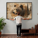 Rustic Grizzly Bear Wall Art, Abstract Grizzly 399 Bear Wall
