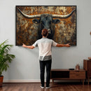 Longhorn Texas Cow Bull Wall Art | Rustic Farmhouse Canvas by MyGreatCanvas | Canvas Wall Art Prints | Photo Prints & Wall Decor