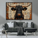 Rustic Texas Artwork Wall Art Canvas Print - Abstract Cow