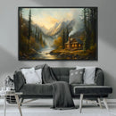 Wood Cabin Retreat Mountain at Sunset Wall Art Print - by MyGreatCanvas | Canvas Wall Art Prints | Photo Prints & Wall Decor
