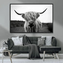 Highland Cow Wall Art | Black and White Farmhouse Decor |