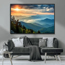 Sunrise Over Mountain Range Wall Art Canvas Print, Farmhouse
