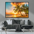 Tropical Sunset Beach Canvas Wall Art Print – Vibrant Palm by MyGreatCanvas | Canvas Wall Art Prints | Photo Prints & Wall Decor