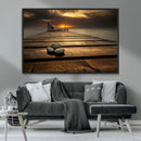 Stones on Wooden Pier at Sunset Canvas Print, Serene Coastal by MyGreatCanvas | Canvas Wall Art Prints | Photo Prints & Wall Decor