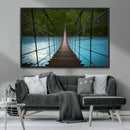 Suspension Bridge Over River Canvas Art | 3-Panel Nature by MyGreatCanvas | Canvas Wall Art Prints | Photo Prints & Wall Decor