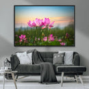 Pink Flower on the Mountain Canvas Print, Framed Pink Flower