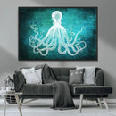Green Octopus Abstract Wall Art Canvas Print