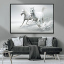Large Wall Art Canvas Print – Beautiful Running White Horses