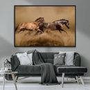 Large Wall Art Canvas Print – Two Running Brown Horses