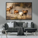 Large Wall Art 5 Horses Running on Sand Canvas Print
