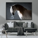 Large Wall Art Cream Colored Horse on Grey Background Canvas