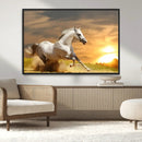 Large Wall Art Galloping White Horse at Sunset Canvas Print