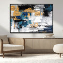 Blue and Gold Abstract Canvas Wall Art – Triptych Modern