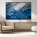 Navy Blue Canvas Art Abstract Print – Elegant Triptych