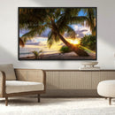 Tropical Island Sunset on the Beach Palms Wall Art Canvas by MyGreatCanvas | Canvas Wall Art Prints | Photo Prints & Wall Decor