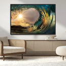 Golden Wave Sunset Canvas Print – Large Coastal Wall Art for