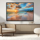 Sunset Beach Canvas Wall Art – Tropical Triptych Seascape