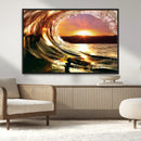 Golden Wave Sunset Triptych Canvas Art, Giclee Canvas Print
