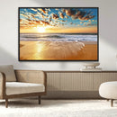 Golden Sunset Beach Print Canvas Wall Art, Giclee Canvas