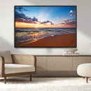 Serene Ocean Sunset Canvas Print, Golden Hour Beach Wall