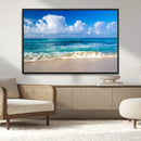 Tropical Beach 3-Panel Canvas Wall Art – Serene Ocean Waves