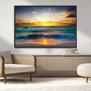 Vibrant Ocean Sunrise Over Golden Beach Waves, Giclee Canvas by MyGreatCanvas | Canvas Wall Art Prints | Photo Prints & Wall Decor