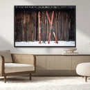 Vintage Ski Gear Canvas Print, Vintage Ski Gear Against