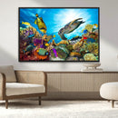 Aquatic Life Sea Turtles Fish Wall Art Canvas Print