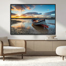 Small Boat At The Beach Sunset Wall Art, Boat Sunset Wall by MyGreatCanvas | Canvas Wall Art Prints | Photo Prints & Wall Decor