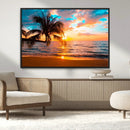 Palm Tree Sunset On The Beach Wall Art Canvas, Framed Palm by MyGreatCanvas | Canvas Wall Art Prints | Photo Prints & Wall Decor