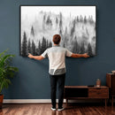 Forest Wall Art Print | Foggy Pine Forest Canvas Wall Art -