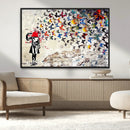 Banksy Art Butterfly Girl Explosion Canvas Art – Vibrant