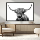 Grayscale Scottish Highland Cow Cattle Art Print Farmhouse by MyGreatCanvas | Canvas Wall Art Prints | Photo Prints & Wall Decor