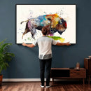 Abstract Buffalo Wall Art, Western Watercolor Bison Canvas